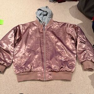 Topshop Shiny Pink Bomber Jacket